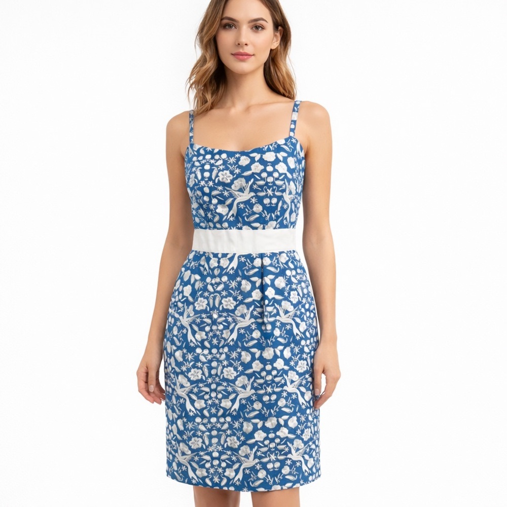Darling Betsey Johnson Embroidered Blue White Dove Dress Size 8